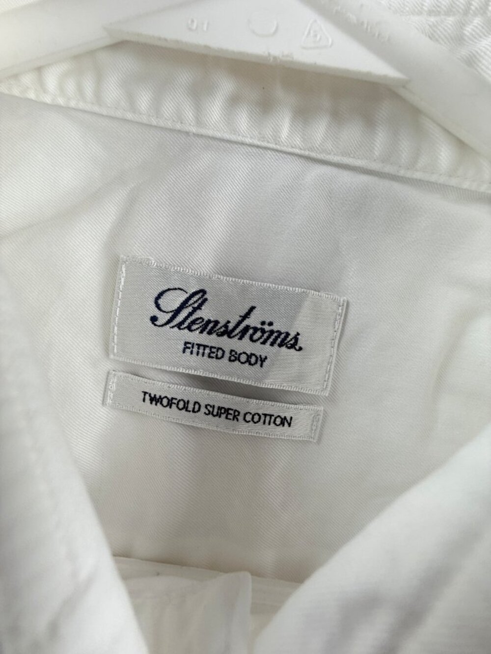 Stenstroms Twill Twofold Super Cotton 15.75 Fitted Body Men White Elegant Shirt - Picture 3 of 15